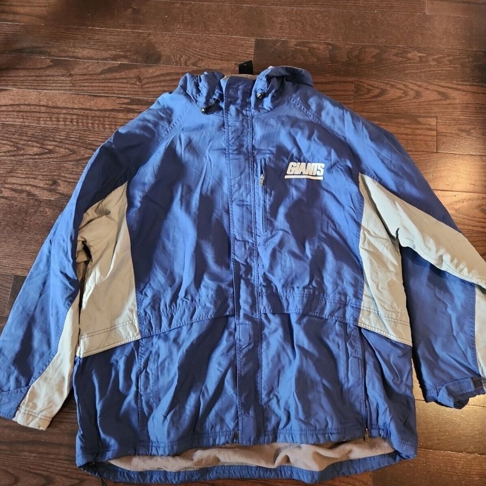 NFL On Field Team Apparel Reebok Jacket NY GIANTS Fleece Hood Insulated